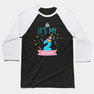 Kids Sweet donut It's My 2nd Birthday Shirt 2 Years Old Gift Baseball T-Shirt